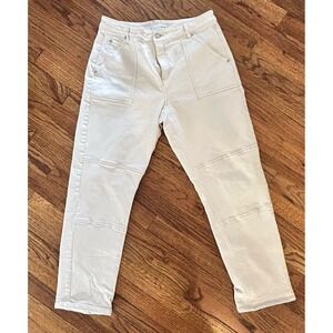 LOFT Ann Taylor Beige Ivory Cream Wash‎ Girlfriend Jeans Size 10 Waist 32"